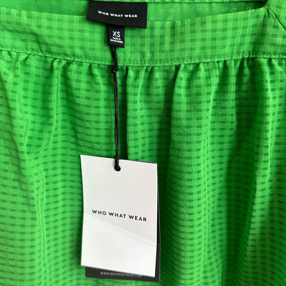 Who What Wear XS Green Tiered Mini Dress NWT - Picture 5 of 7